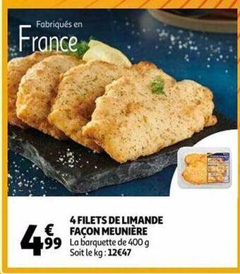 Auchan 4 filets de limande façon meunière offre
