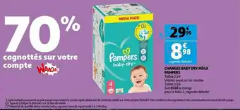 Auchan Changes baby dry méga pampers offre