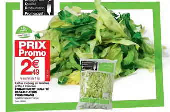 Promocash Laitue iceberg en lanières prête à l'emploi engagement qualité restauration promocash offre