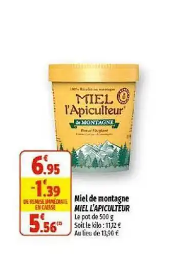 Coccinelle Supermarché Miel de montagne miel l'apiculteur offre