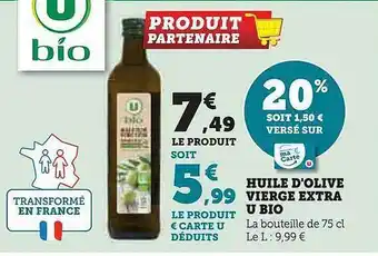 Hyper U Huile d'olive vierge extra u bio offre