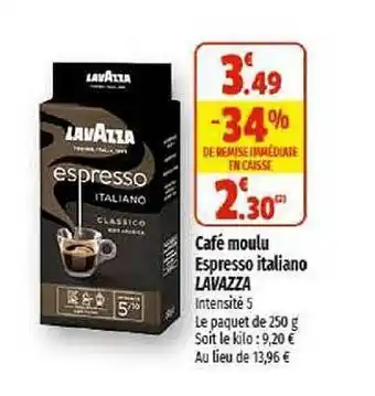 Coccinelle Supermarché Café moulu espresso italiano lavazza offre
