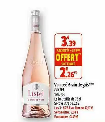 Coccinelle Express Vin rosé grain de gris listel offre