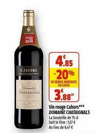 Coccinelle Express Vin rouge cahors domaine chataignals offre