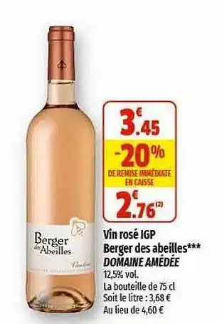 Coccinelle Express Vin rosé igp berger des abeilles domaine amédée offre