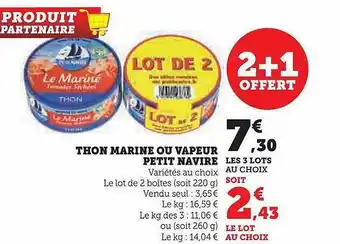 Hyper U Thon marine ou vapeur petit navire 2+1offert offre