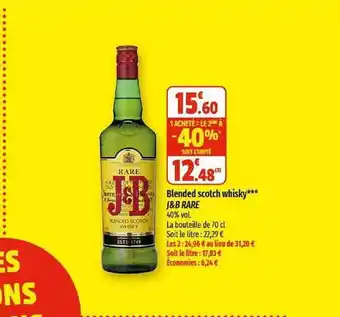 Coccinelle Supermarché Blended scotch whisky j&b rare 1 acheté = le 2ème à -40% offre