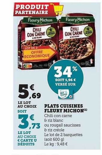 Hyper U Plats cuisines fleury michon offre