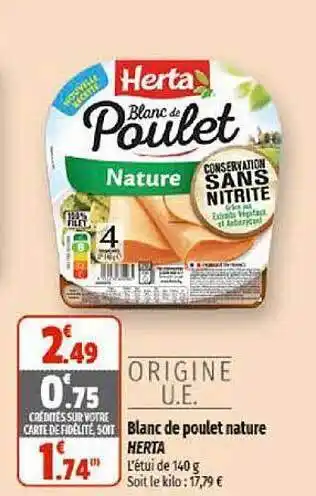 Coccinelle Supermarché Blanc de poulet nature herta offre