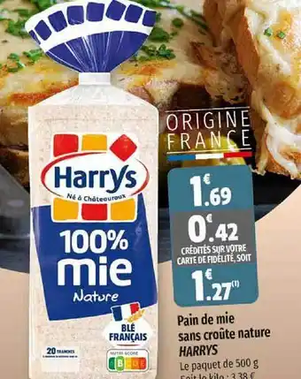 Coccinelle Supermarché Pain de mie sans croûte nature harrys offre