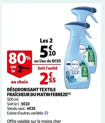 Auchan Désodorisant Textile Fracheur Du matin Febreze offre