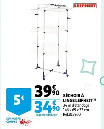 Auchan Séchoir à Linge Leifheit offre