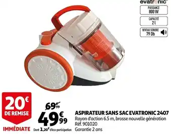 Auchan Aspirateur Sans Sac Evatronic 2407 offre