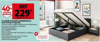 Auchan Lit Coffre 140x190 cm Sommier Inclus Avec Tete De Lit Willow offre