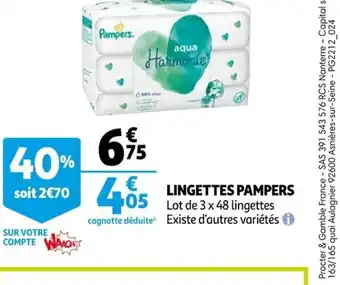 Auchan Lingettes Pampers offre