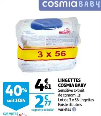 Auchan Lingettes Cosmia Baby offre
