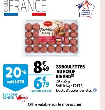 Auchan 28 Boulettes au Boeuf Bigard offre