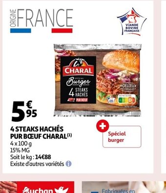 Auchan 4 Steaks haches Pur Boeuf Charal offre