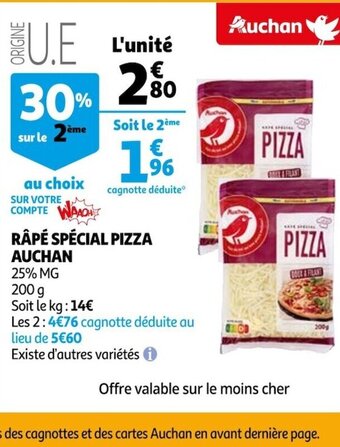 Auchan Râpé spécial Pizza Auchan offre