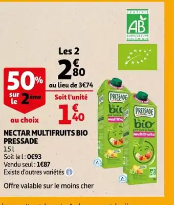 Auchan Nectar Multifruits Bio Pressade offre