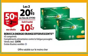 Auchan Berocca energie Orange Effervescents offre