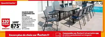Auchan Salon de Jardin 12 Personnes Gris Vittal offre