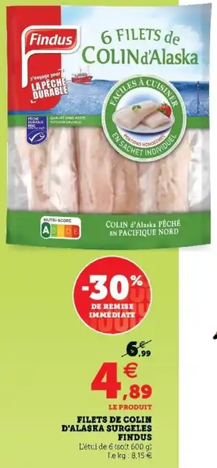 Super U Filets De Colin d'Alaska Surgeles Findus offre