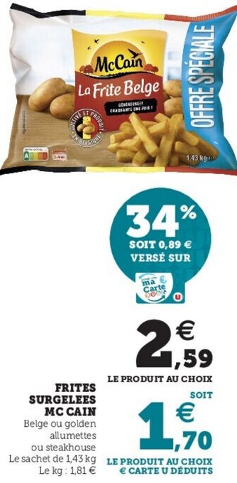 Super U Frites Surgelees Mc Cain offre