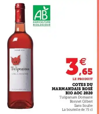 Super U Cotes du marmandais rosé bio aoc 2020 offre