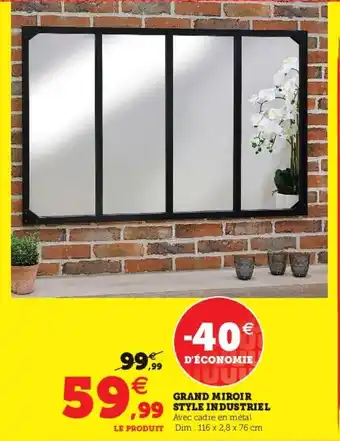 Super U Grand miroir style industriel offre