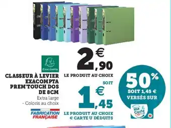 Super U Classeur à levier exacompta prem'touch dos de 8cm offre
