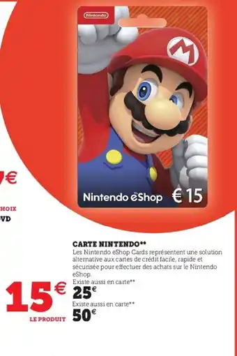 Super U Carte nintendo offre