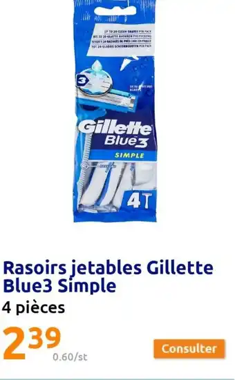 Action Rasoirs Jetables Gillettte Blue3 Simple offre