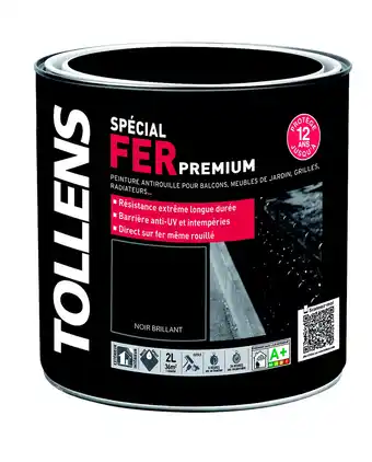 Castorama Peinture fer extérieur/intérieur noir brillant tollens 2l offre
