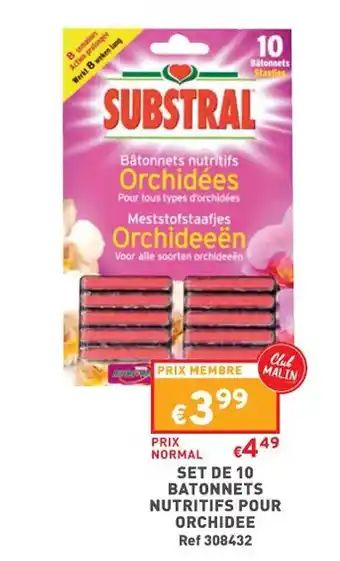 Trafic Set de 10 batonnets nutritifs pour orchidée offre