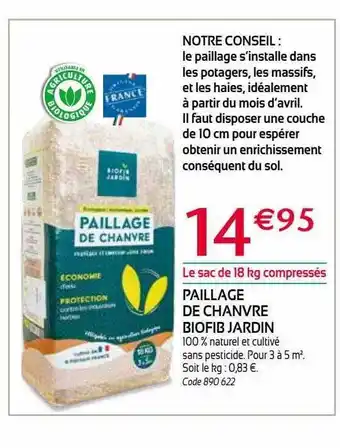 RAGT Jardin & Maison Paillage de chanvre bioifib jardin offre