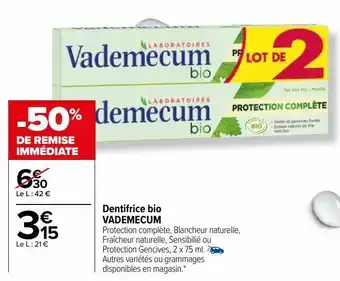 Carrefour Dentifrice bio vademecum offre