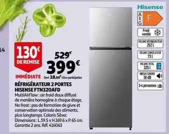 Auchan Réfrigérateur 2 portes hisense ftn320afd offre