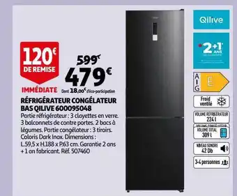 Auchan Réfrigérateur congélateur bas qilive 6000955048 offre