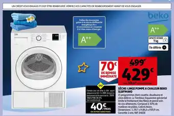 Auchan Sèche-linge pompe à chaleur beko slbf94wo offre