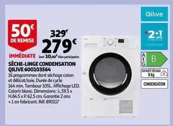Auchan Sèche-linge condensation qilive 600103564 offre