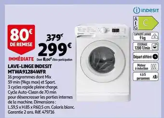 Auchan Lave-linge indesit mtwa91284wfr offre