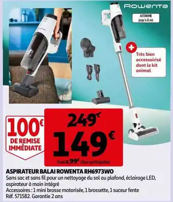 Auchan Aspirateur balai rowenta offre