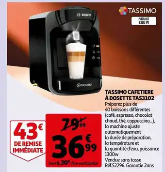 Auchan Tassimo cafetière à dosette tas3102 offre