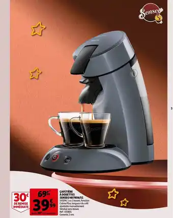 Auchan Cafetière à dosettes senseo offre