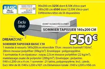 JYSK Sommier tapissier basic c10 dreamzone offre