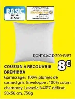 JYSK Coussin à recouvrir brenibba offre