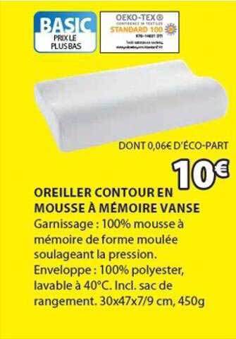 JYSK Oreiller contour en mousse à mémoire vanse offre