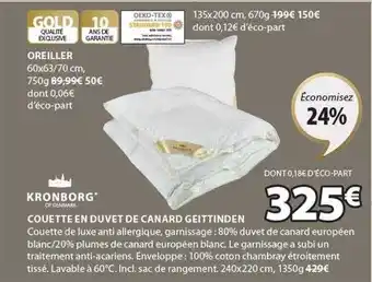 JYSK Couette en duvet de canard geittinden kronborg offre