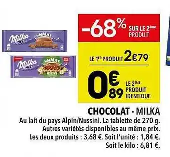 Supeco Chocolat - milka offre